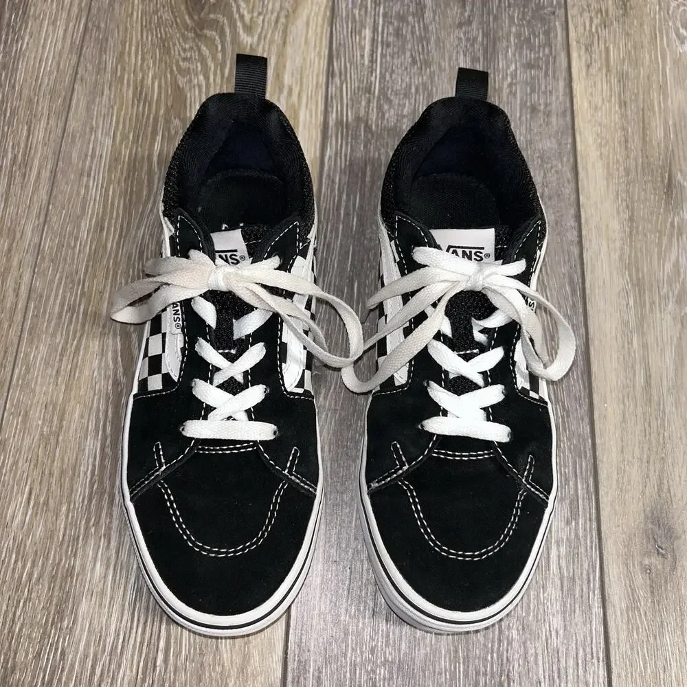 Vans Off The Wall Skater Shoes Youth 4.5 Black Checkered Low Top Sneakers 500714